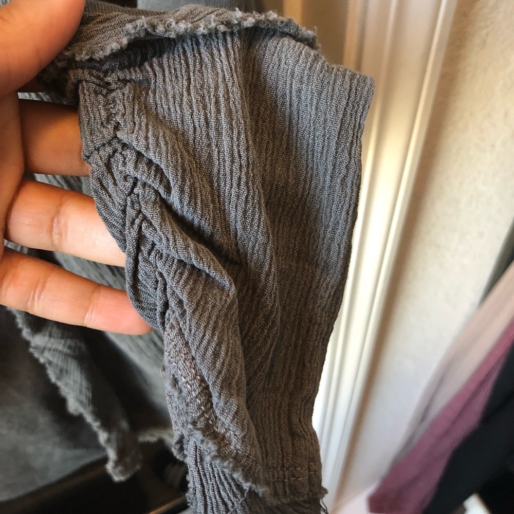 Bobeau Mixed Media Ruched Hooded Cardigan - Picture 9 of 14